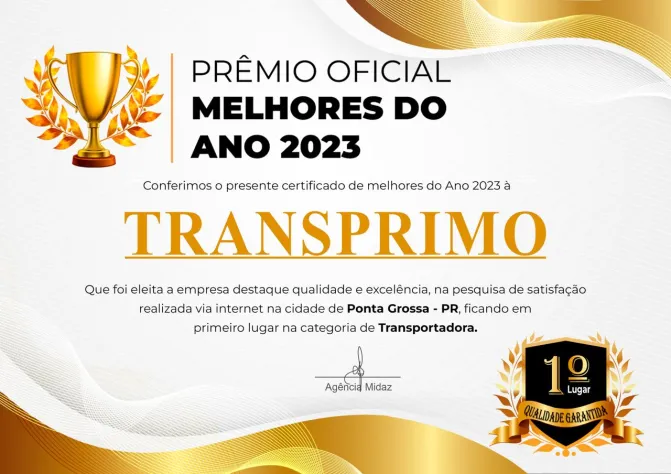 Prêmio Melhores do Ano 2023 Ponta Grossa/PR - Categoria Transportadora